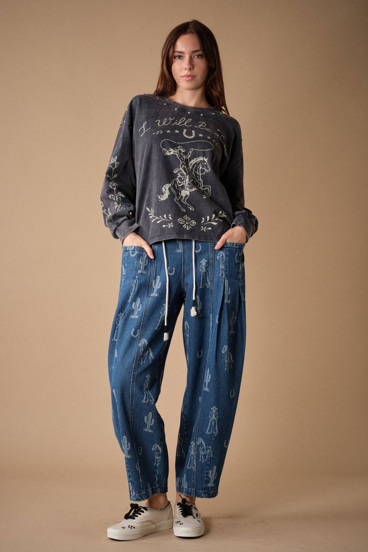 Western Studded Graphic Sweatshirt