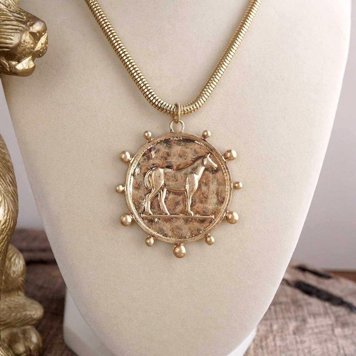 Western Horse Pendant Necklace - Gold Silver – Prairie Medallion