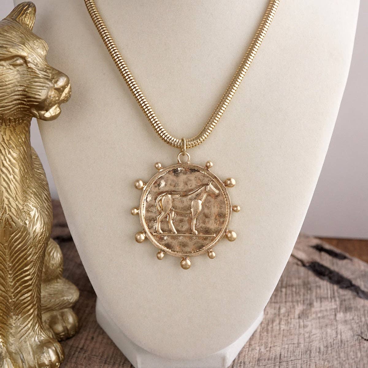 Western Horse Pendant Necklace - Gold Silver – Prairie Medallion
