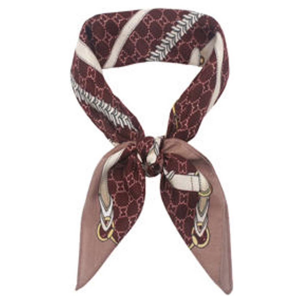EQUESTRIAN HORSEBIT STRAP PRINT SILKY BANDANA SQ, ISC 94663