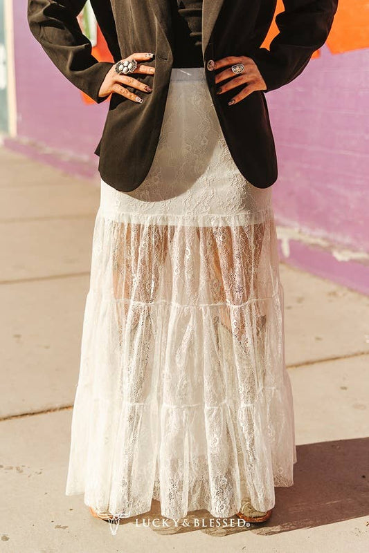 White Lace Maxi Skirt