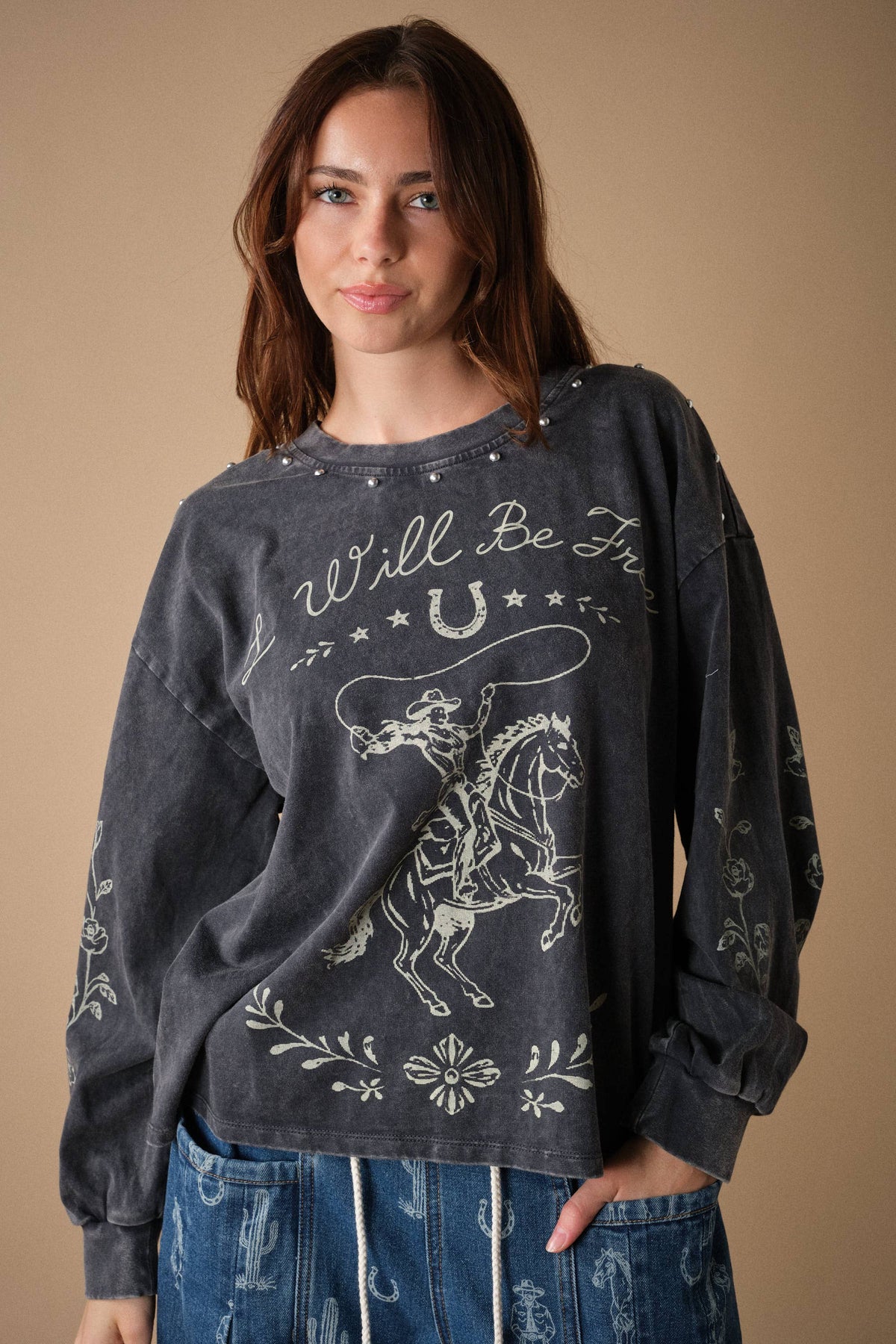 Western Studded Graphic Sweatshirt