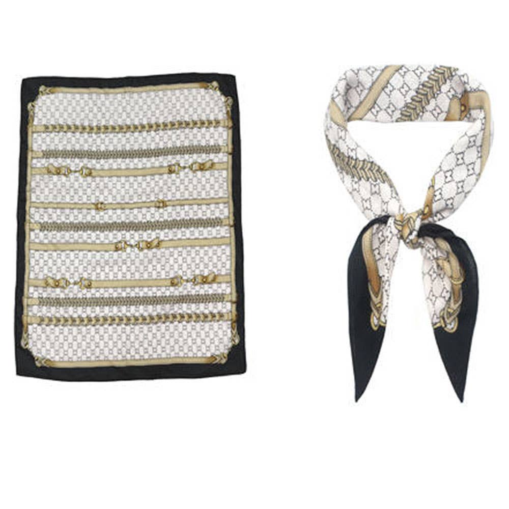 EQUESTRIAN HORSEBIT STRAP PRINT SILKY BANDANA SQ, ISC 94663