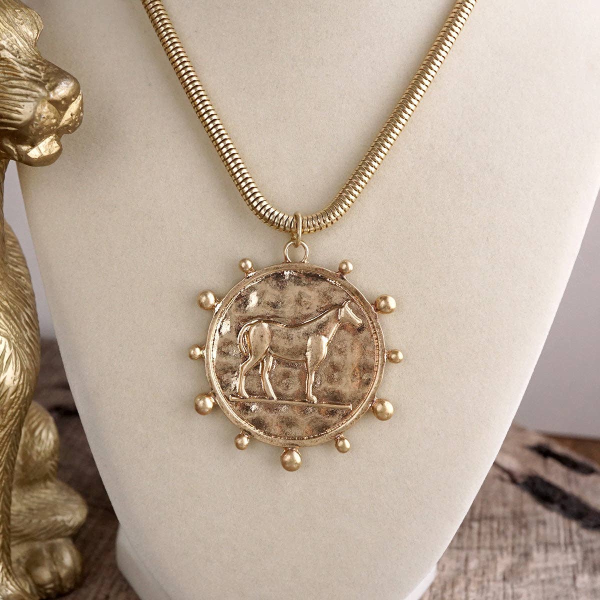 Western Horse Pendant Necklace - Gold Silver – Prairie Medallion