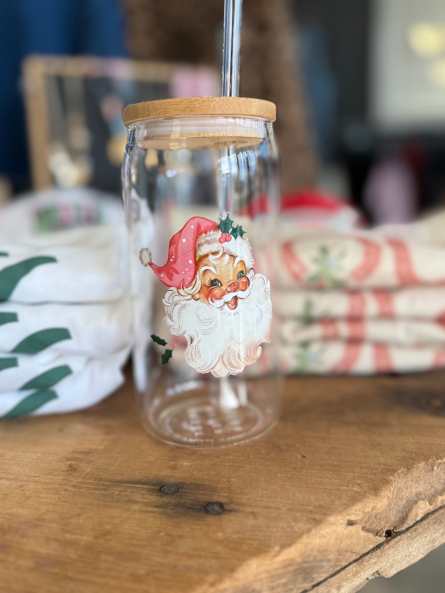 Vintage Santa Glass Cup