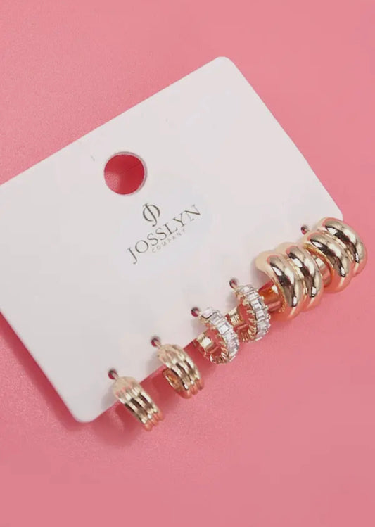 Stone Trio Earrings Set