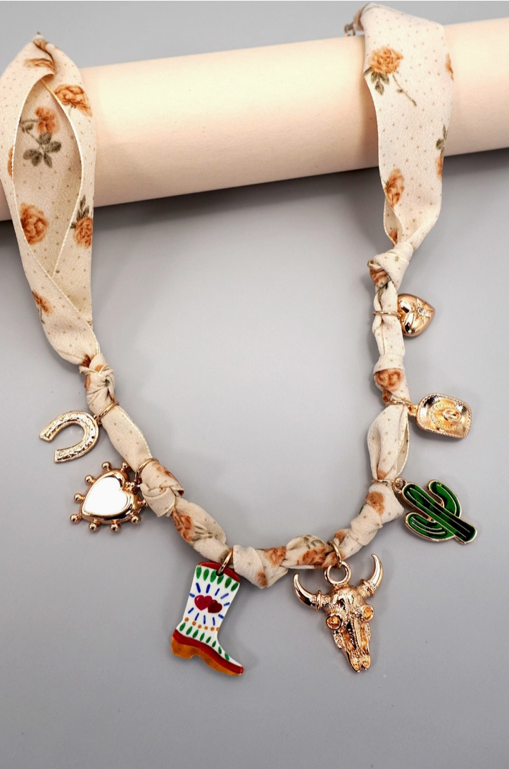 Cactus Scarf Charm Necklace