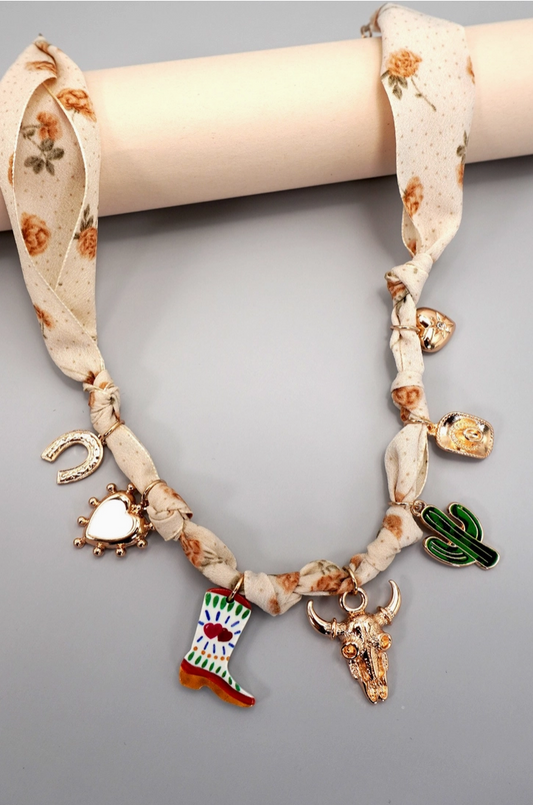 Cactus Scarf Charm Necklace