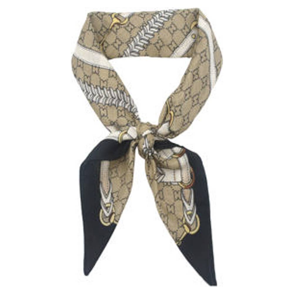 EQUESTRIAN HORSEBIT STRAP PRINT SILKY BANDANA SQ, ISC 94663