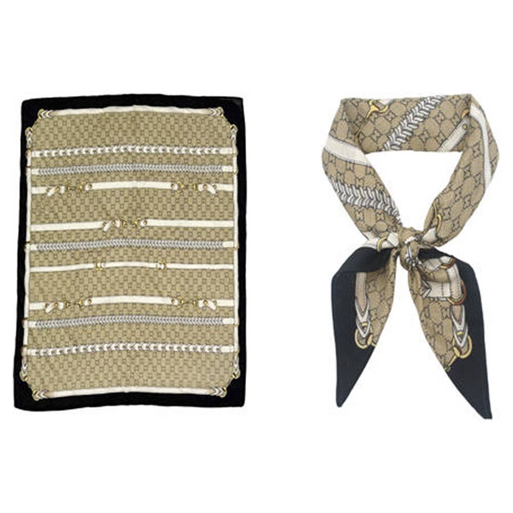 EQUESTRIAN HORSEBIT STRAP PRINT SILKY BANDANA SQ, ISC 94663