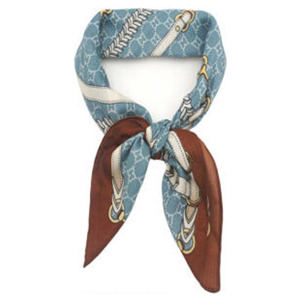 EQUESTRIAN HORSEBIT STRAP PRINT SILKY BANDANA SQ, ISC 94663