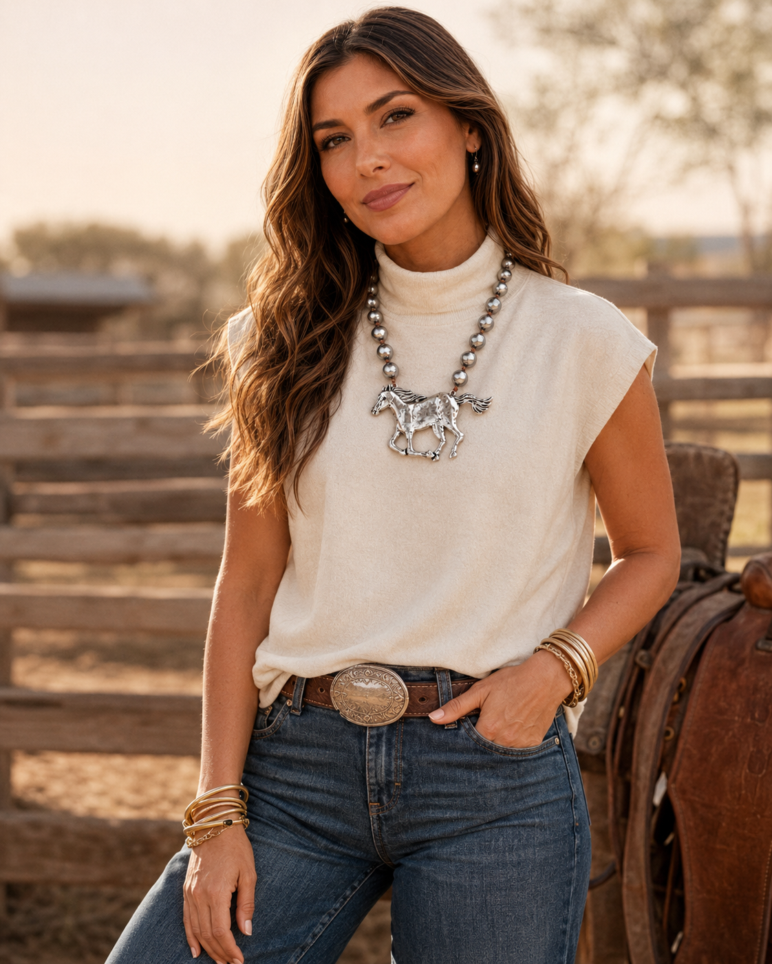 Wild Silver Spirit – Horse Pendant Necklace & Earring Set