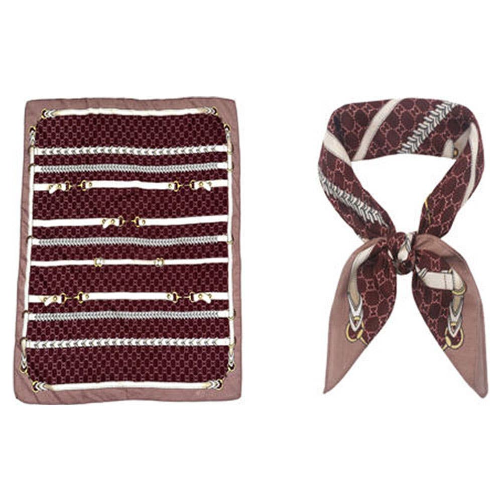 EQUESTRIAN HORSEBIT STRAP PRINT SILKY BANDANA SQ, ISC 94663