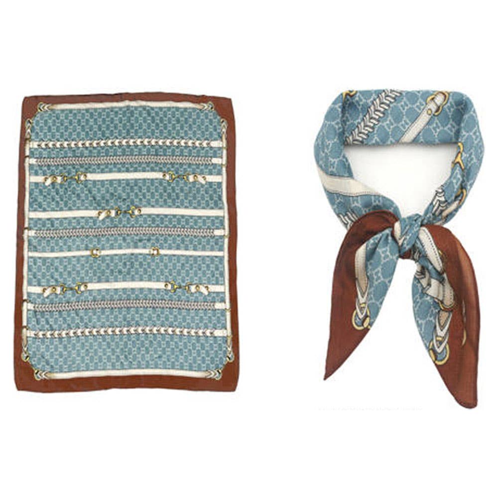 EQUESTRIAN HORSEBIT STRAP PRINT SILKY BANDANA SQ, ISC 94663